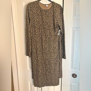 Leopard Print Long Sleeve Dress